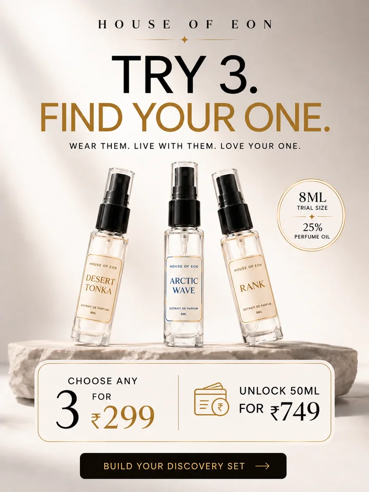 Three House of Eon discovery fragrances for Diwali