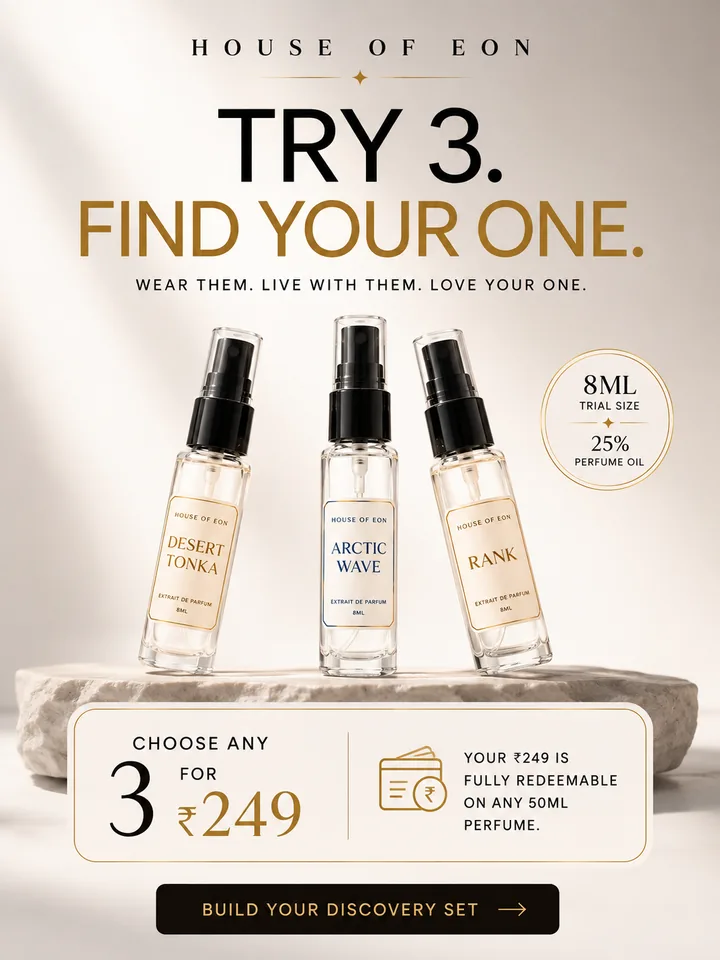 Three House of Eon discovery fragrances for Diwali